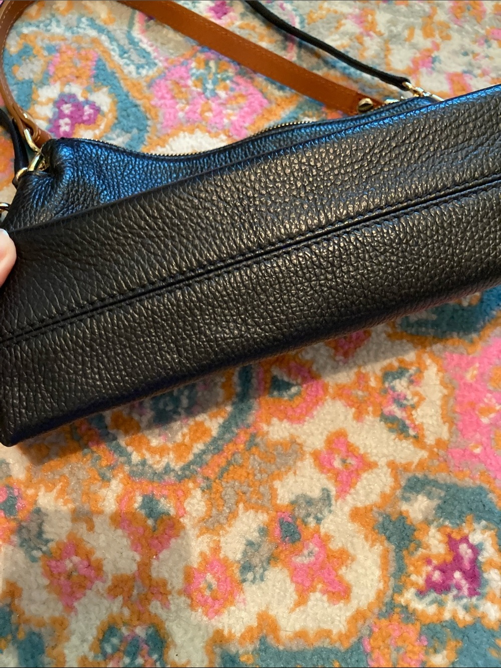 Valentina Black Pebbled Leather Crossbody Bag Italy - Picture 2 of 8